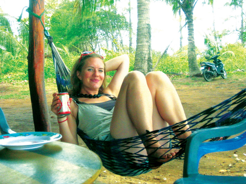 Hammock restaurant with a view of Kep over the water