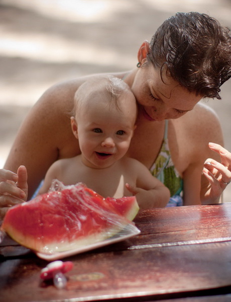 Jodi + Aya enjoying some watermelon