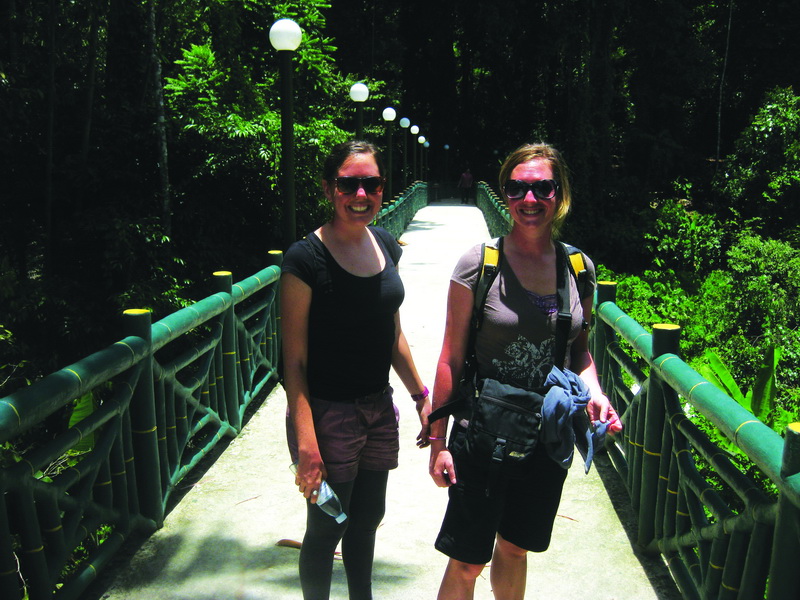Amie and Aimee on a canopy walk in Sepilok