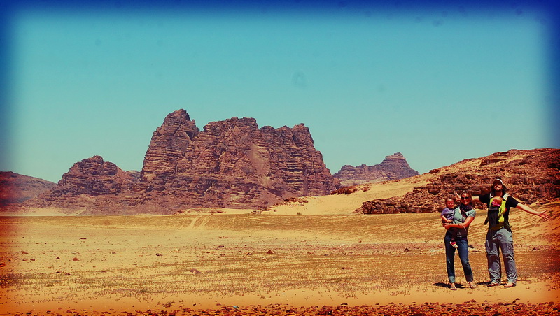Trekking around the desert near Wadi Rum
