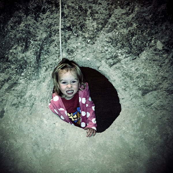 Aya exploring the tunnels
