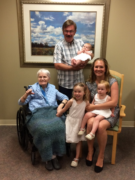 Visiting great grandma Helen in Edmonton